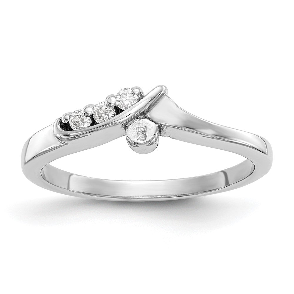 14k White Gold By-Pass Peg Set 1/20 carat Diamond Semi-mount Engagement Ring