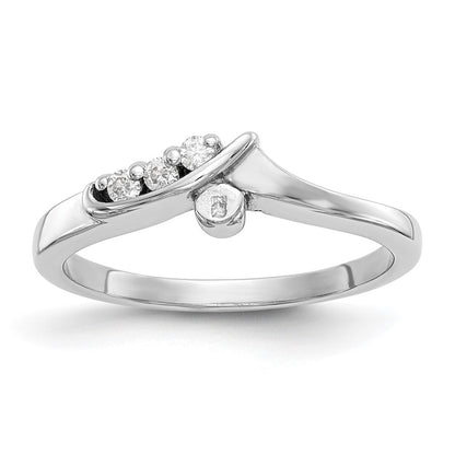 14k White Gold By-Pass Peg Set 1/20 carat Diamond Semi-mount Engagement Ring