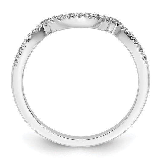 14k White Gold 1/5 carat Diamond Contoured Complete Wedding Band