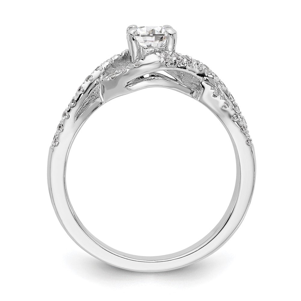 14k White Gold Criss-Cross (Holds 1/2 carat (5.2mm) Round Center) 3/8 carat Diamond Semi-mount Engagement Ring