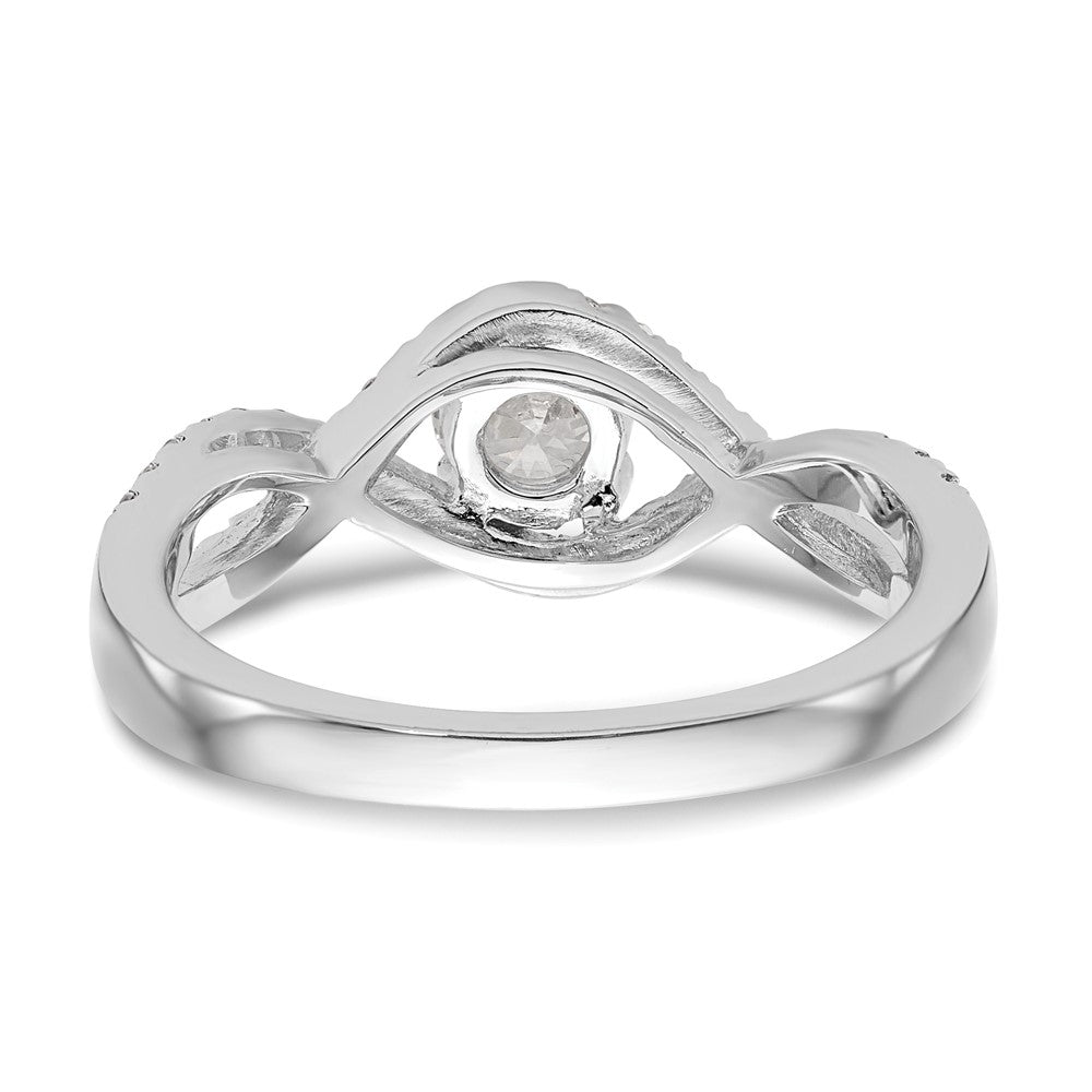 14k White Gold Criss-Cross (Holds 1/2 carat (5.2mm) Round Center) 3/8 carat Diamond Semi-mount Engagement Ring