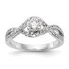 14k White Gold Criss-Cross (Holds 1/2 carat (5.2mm) Round Center) 3/8 carat Diamond Semi-mount Engagement Ring