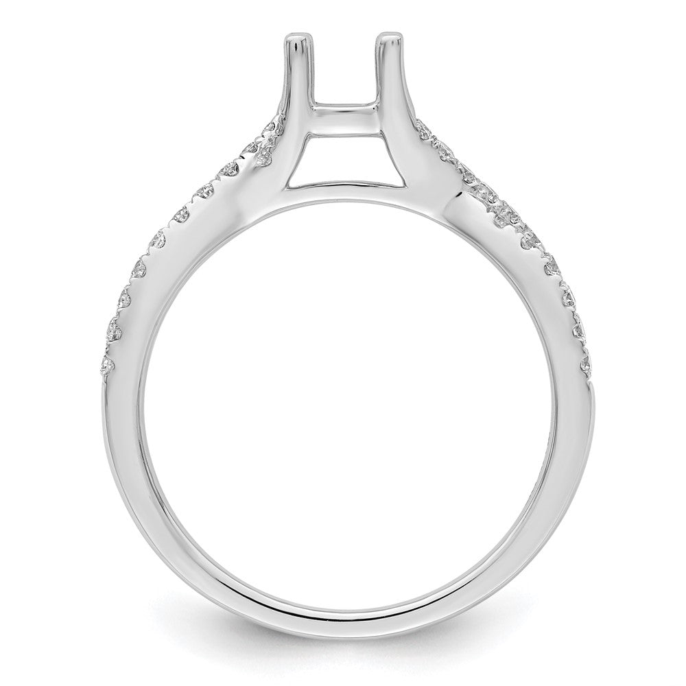 14k White Gold Criss-Cross (Holds 1/2 carat (5.2mm) Round Center) 1/3 carat Diamond Semi-mount Engagement Ring