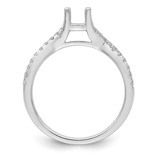 14k White Gold Criss-Cross (Holds 1/2 carat (5.2mm) Round Center) 1/3 carat Diamond Semi-mount Engagement Ring