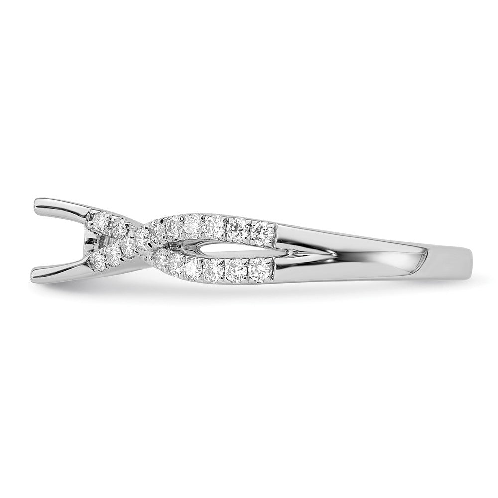 14k White Gold Criss-Cross (Holds 1/2 carat (5.2mm) Round Center) 1/3 carat Diamond Semi-mount Engagement Ring