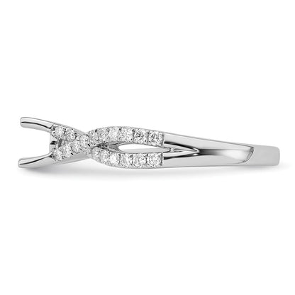 14k White Gold Criss-Cross (Holds 1/2 carat (5.2mm) Round Center) 1/3 carat Diamond Semi-mount Engagement Ring