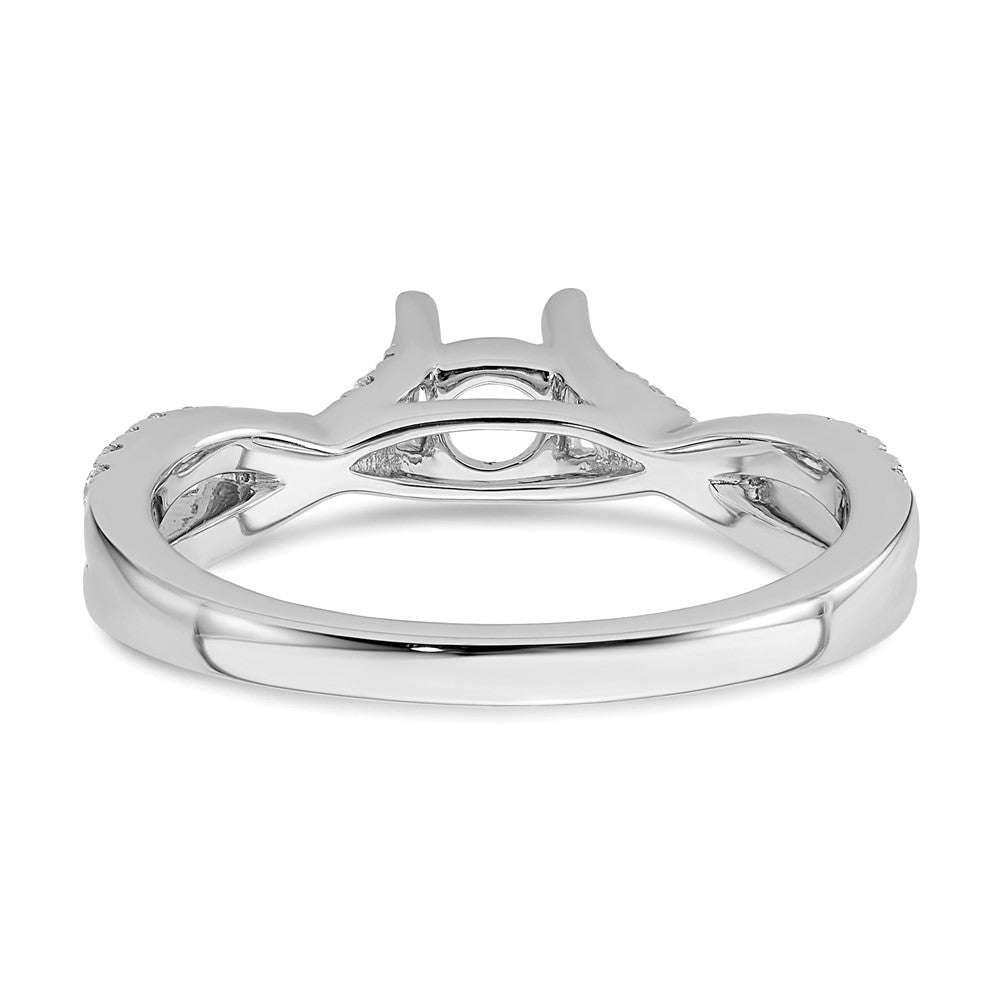 14k White Gold Criss-Cross (Holds 1/2 carat (5.2mm) Round Center) 1/3 carat Diamond Semi-mount Engagement Ring