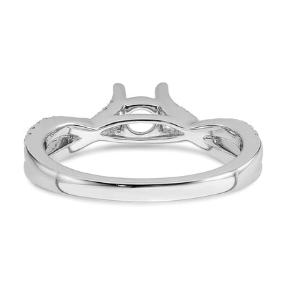 14k White Gold Criss-Cross (Holds 1/2 carat (5.2mm) Round Center) 1/3 carat Diamond Semi-mount Engagement Ring