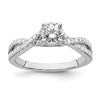 14k White Gold Criss-Cross (Holds 1/2 carat (5.2mm) Round Center) 1/3 carat Diamond Semi-mount Engagement Ring