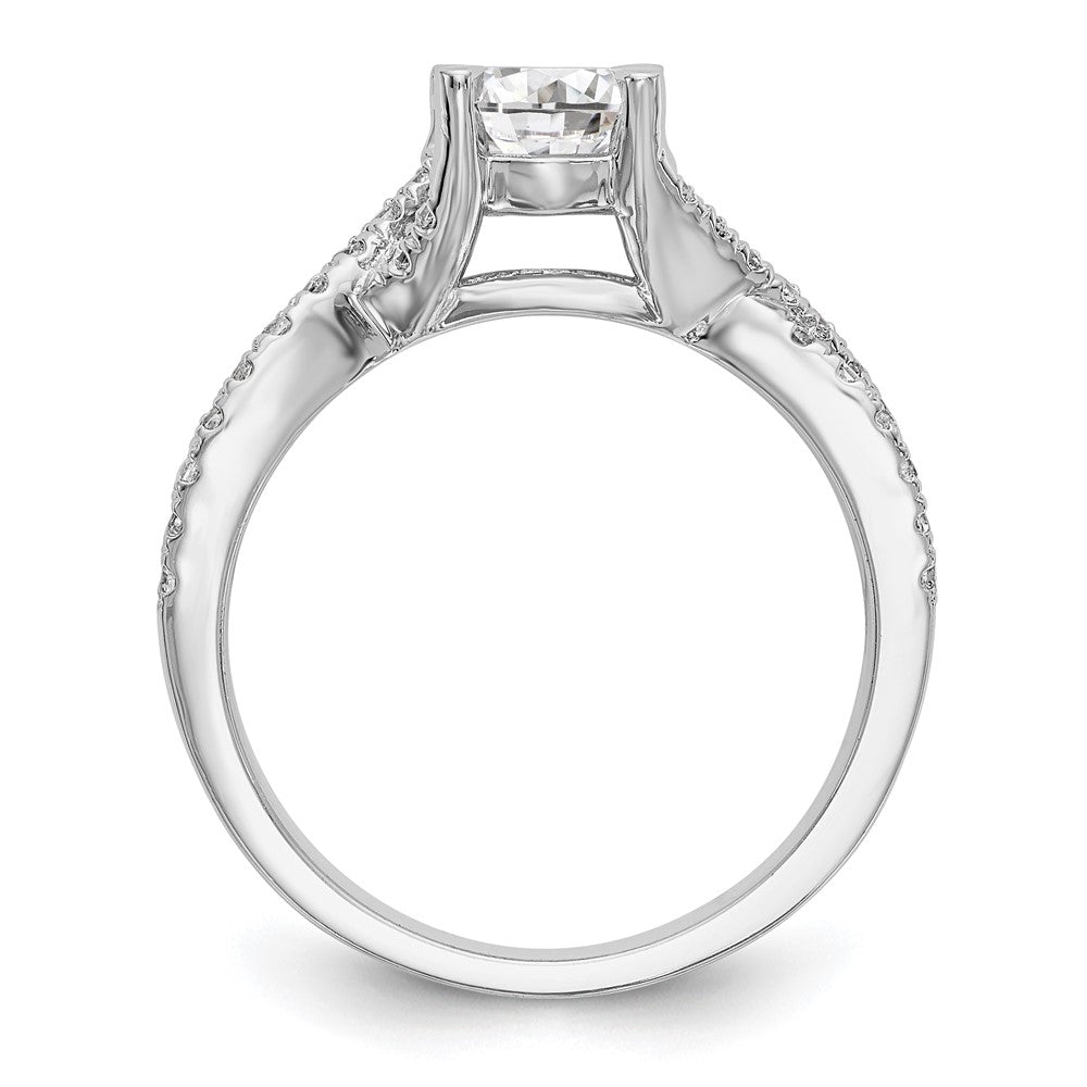 14k White Gold Criss-Cross (Holds 3/4 carat (5.8mm) Round Center) 3/8 carat Diamond Semi-mount Engagement Ring