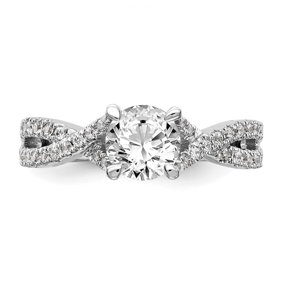 14k White Gold Criss-Cross (Holds 3/4 carat (5.8mm) Round Center) 3/8 carat Diamond Semi-mount Engagement Ring