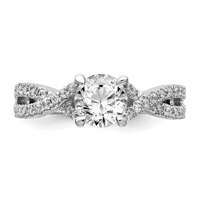 14k White Gold Criss-Cross (Holds 3/4 carat (5.8mm) Round Center) 3/8 carat Diamond Semi-mount Engagement Ring