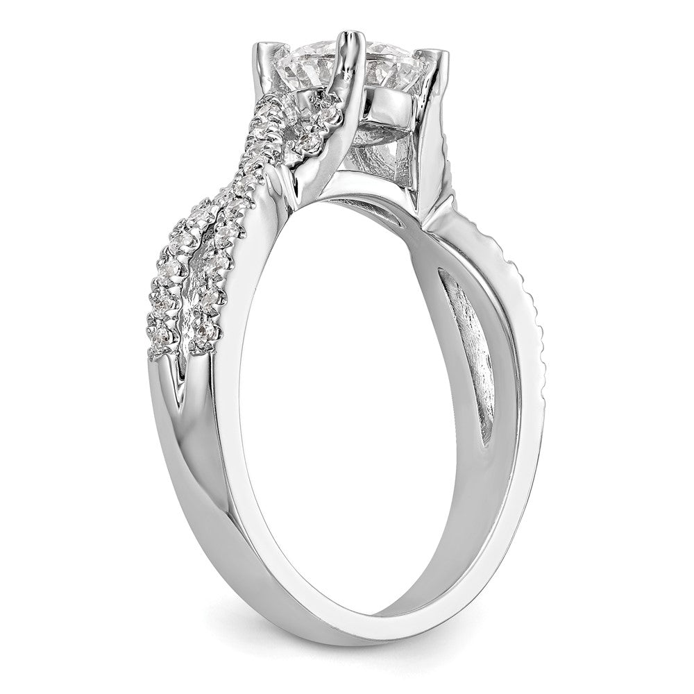 14k White Gold Criss-Cross (Holds 3/4 carat (5.8mm) Round Center) 3/8 carat Diamond Semi-mount Engagement Ring