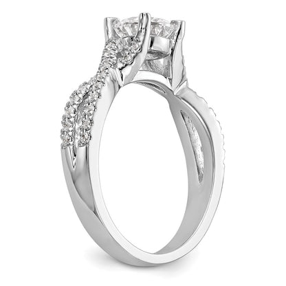 14k White Gold Criss-Cross (Holds 3/4 carat (5.8mm) Round Center) 3/8 carat Diamond Semi-mount Engagement Ring