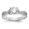 14k White Gold Criss-Cross (Holds 3/4 carat (5.8mm) Round Center) 3/8 carat Diamond Semi-mount Engagement Ring