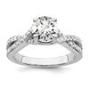 14k White Gold Criss-Cross (Holds 1 carat (6.5mm) Round Center) 3/8 carat Diamond Semi-mount Engagement Ring