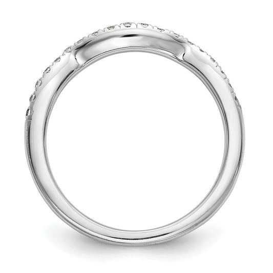 14k White Gold 1/4 carat Diamond Contoured Complete Wedding Band
