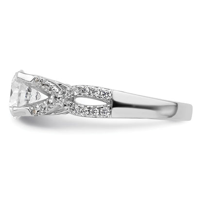 14k White Gold Criss-Cross (Holds 1.5 carat (7.5mm) Round Center) 1/2 carat Diamond Semi-mount Engagement Ring