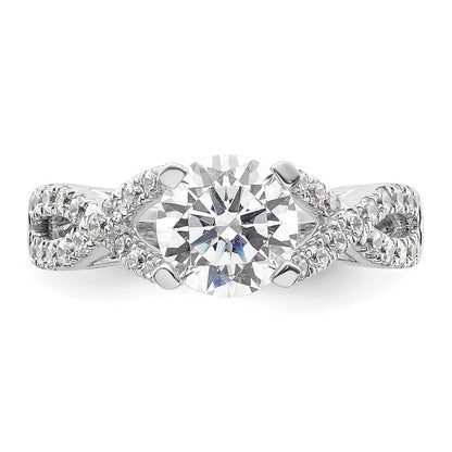 14k White Gold Criss-Cross (Holds 1.5 carat (7.5mm) Round Center) 1/2 carat Diamond Semi-mount Engagement Ring