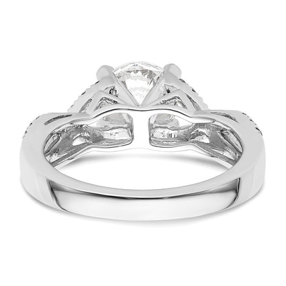 14k White Gold Criss-Cross (Holds 1.5 carat (7.5mm) Round Center) 1/2 carat Diamond Semi-mount Engagement Ring