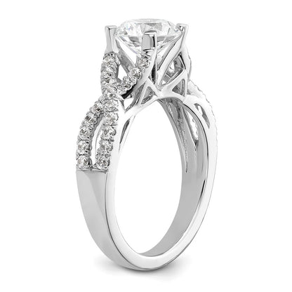 14k White Gold Criss-Cross (Holds 1.5 carat (7.5mm) Round Center) 1/2 carat Diamond Semi-mount Engagement Ring
