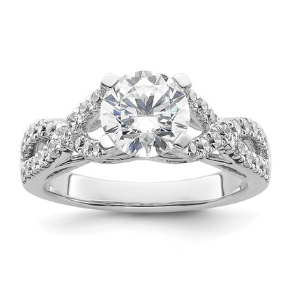 14k White Gold Criss-Cross (Holds 1.5 carat (7.5mm) Round Center) 1/2 carat Diamond Semi-mount Engagement Ring