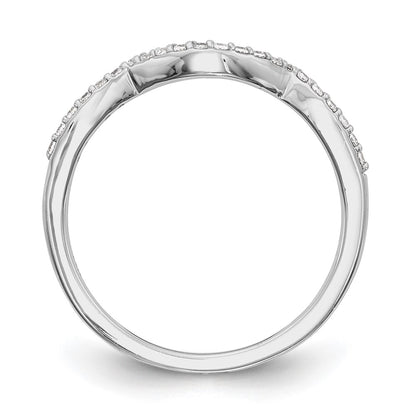 14k White Gold 1/8 carat Diamond Contoured Complete Wedding Band