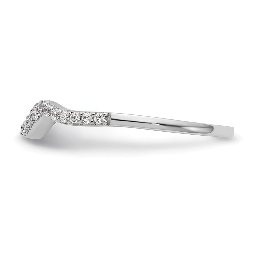 14k White Gold 1/8 carat Diamond Contoured Complete Wedding Band