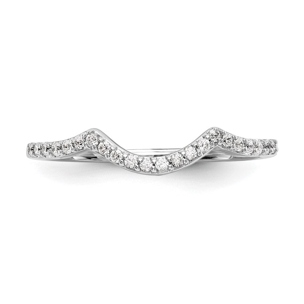 14k White Gold 1/8 carat Diamond Contoured Complete Wedding Band