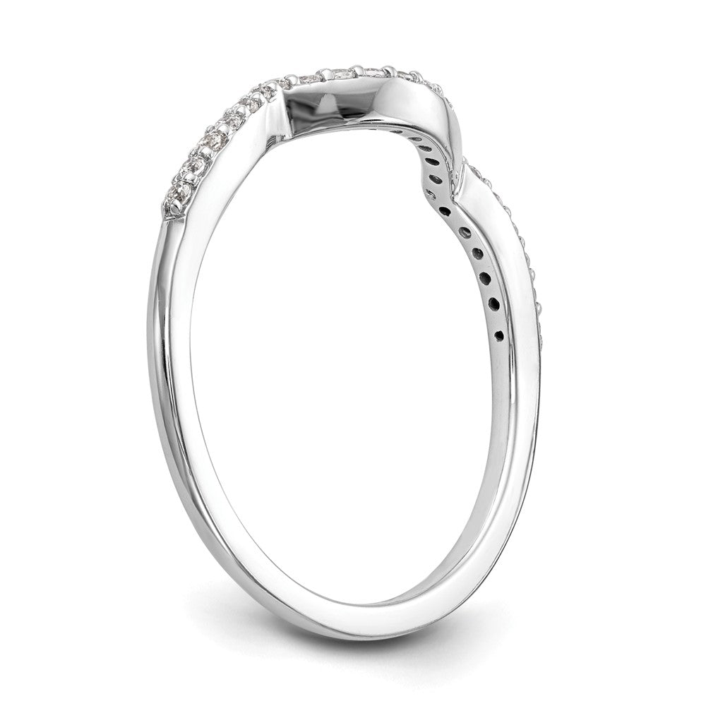 14k White Gold 1/8 carat Diamond Contoured Complete Wedding Band