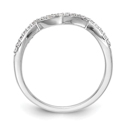 14k White Gold 1/6 carat Diamond Contoured Complete Wedding Band