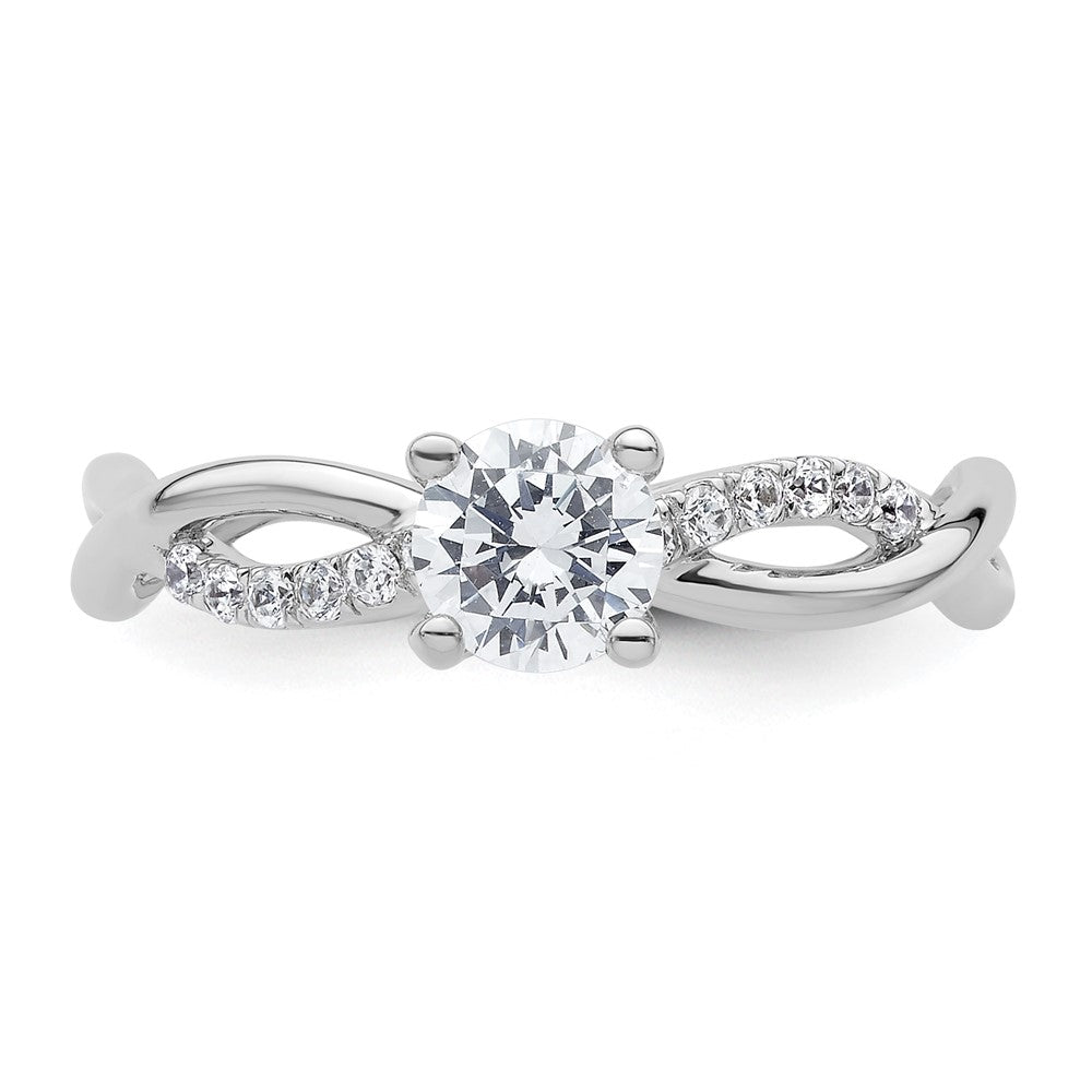 14k White Gold Criss-Cross (Holds 1/2 carat (5.2mm) Round Center) 1/8 carat Diamond Semi-mount Engagement Ring