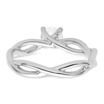 14k White Gold Criss-Cross (Holds 1/2 carat (5.2mm) Round Center) 1/8 carat Diamond Semi-mount Engagement Ring
