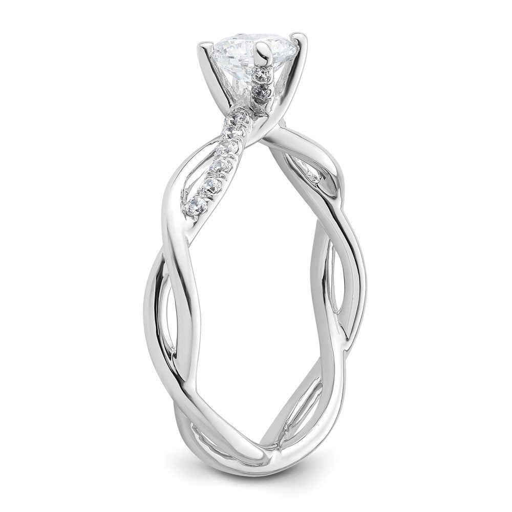 14k White Gold Criss-Cross (Holds 1/2 carat (5.2mm) Round Center) 1/8 carat Diamond Semi-mount Engagement Ring