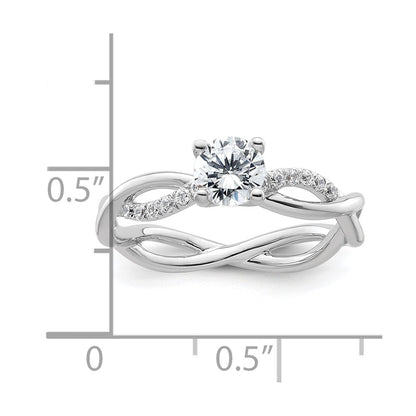 14k White Gold Criss-Cross (Holds 1/2 carat (5.2mm) Round Center) 1/8 carat Diamond Semi-mount Engagement Ring