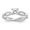 14k White Gold Criss-Cross (Holds 1/2 carat (5.2mm) Round Center) 1/8 carat Diamond Semi-mount Engagement Ring