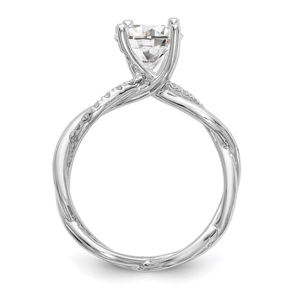 14k White Gold 1/5 carat Lab Grown Diamond VS/SI+ G+ 3/4 carat Center Round Semi Mount Bypass Engagement Ring