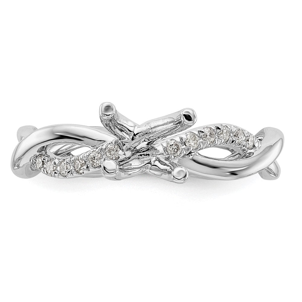 14k White Gold 1/5 carat Lab Grown Diamond VS/SI+ G+ 3/4 carat Center Round Semi Mount Bypass Engagement Ring