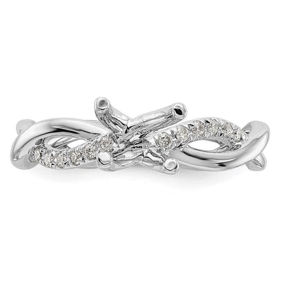 14k White Gold 1/5 carat Lab Grown Diamond VS/SI+ G+ 3/4 carat Center Round Semi Mount Bypass Engagement Ring