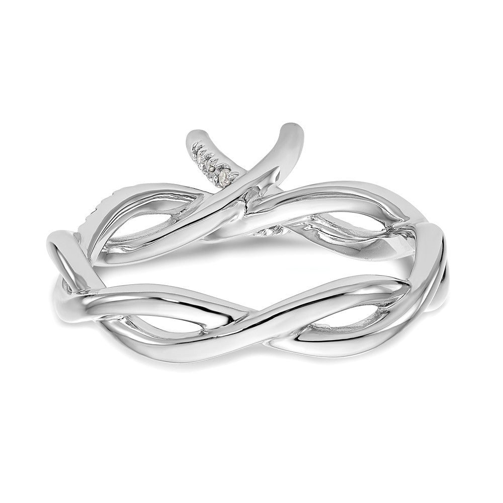 14k White Gold 1/4 carat Lab Grown Diamond VS/SI+ G+ 1 carat Center Round Semi Mount Bypass Engagement Ring