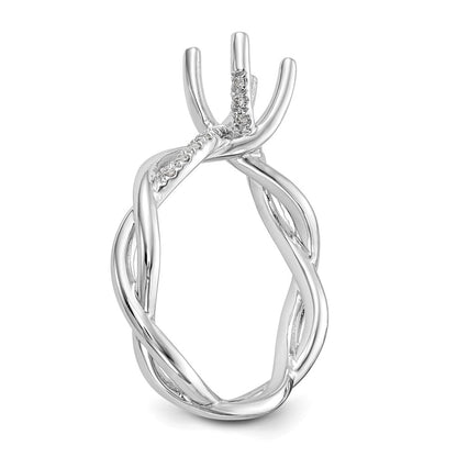 14k White Gold 1/5 carat Lab Grown Diamond VS/SI+ G+ 3/4 carat Center Round Semi Mount Bypass Engagement Ring