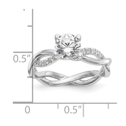 14k White Gold 1/4 carat Lab Grown Diamond VS/SI+ G+ 1 carat Center Round Semi Mount Bypass Engagement Ring