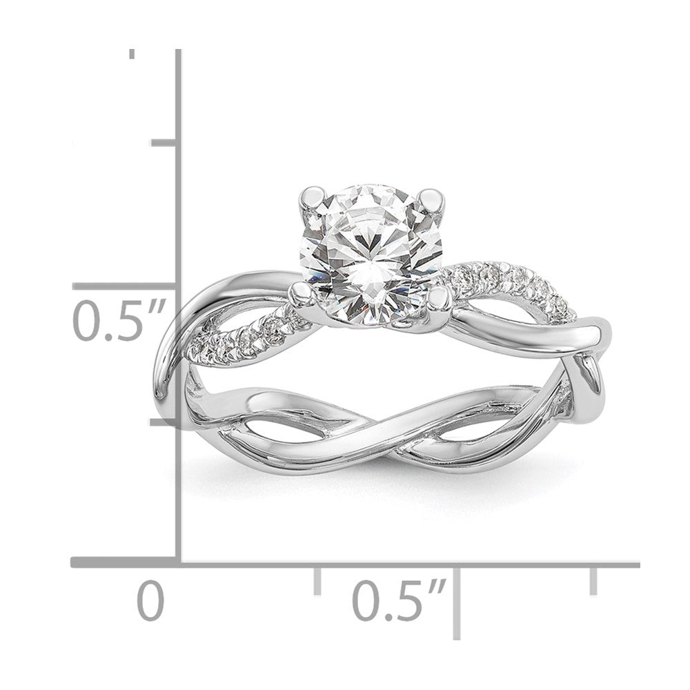 14k White Gold 1/5 carat Lab Grown Diamond VS/SI+ G+ 3/4 carat Center Round Semi Mount Bypass Engagement Ring