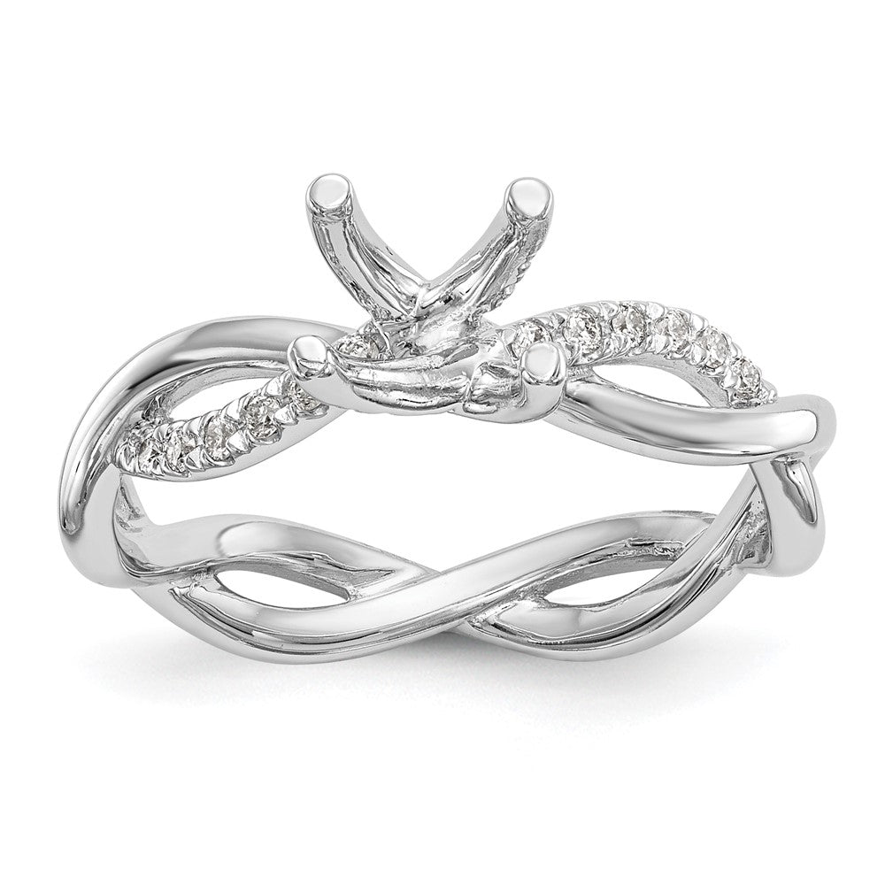 14k White Gold 1/5 carat Lab Grown Diamond VS/SI+ G+ 3/4 carat Center Round Semi Mount Bypass Engagement Ring