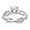14k White Gold 1/4 carat Lab Grown Diamond VS/SI+ G+ 1 carat Center Round Semi Mount Bypass Engagement Ring