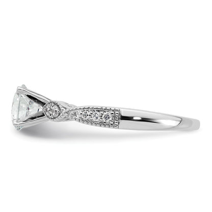 True Origin 14K White Gold 1/6 carat Lab Grown Diamond VS+ F+ Semi-Mount Round Engagement Ring