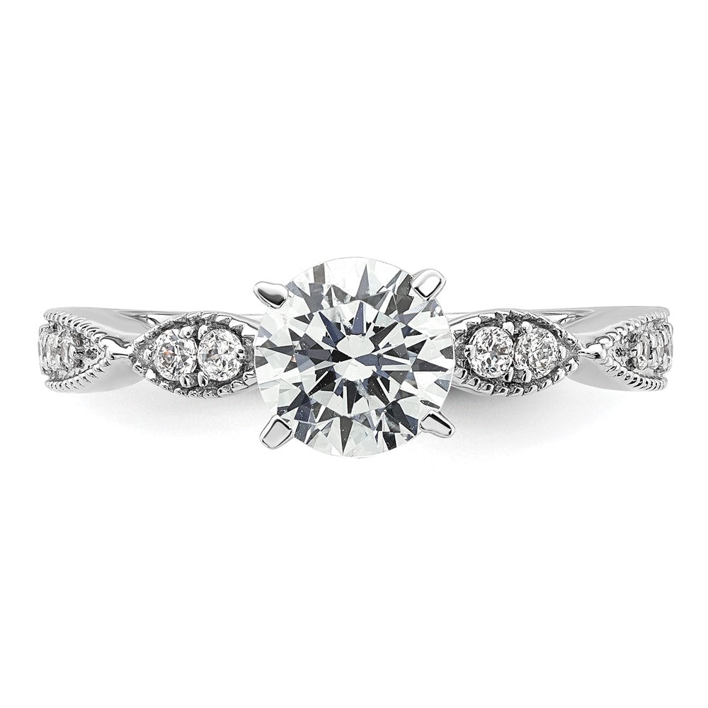 True Origin 14K White Gold 1/6 carat Lab Grown Diamond VS+ F+ Semi-Mount Round Engagement Ring