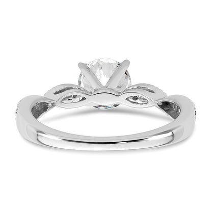 14k White Gold Criss-Cross (Holds 1 carat (6.5mm) Round Center) 1/6 carat Diamond Semi-mount Engagement Ring