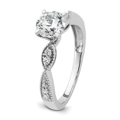 True Origin 14K White Gold 1/6 carat Lab Grown Diamond VS+ F+ Semi-Mount Round Engagement Ring