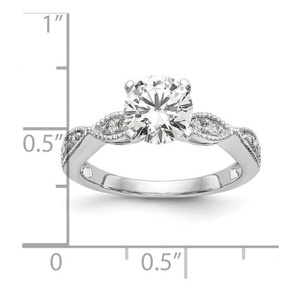 True Origin 14K White Gold 1/6 carat Lab Grown Diamond VS+ F+ Semi-Mount Round Engagement Ring